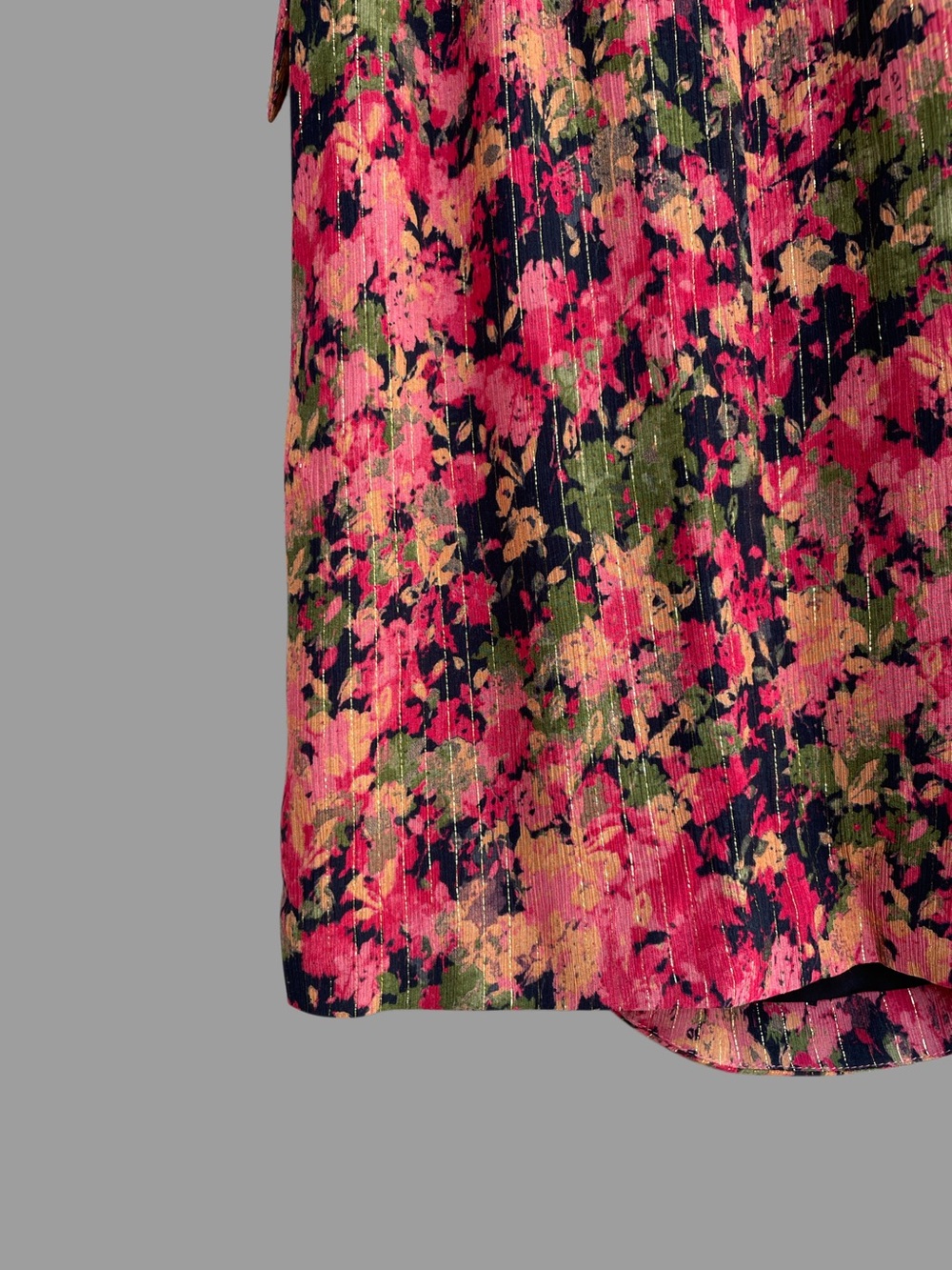 SEZANE Metallic Pink Floral Printed Long Sleeve V Neck Armonie Silk Wrap Dress - Picture 12 of 14